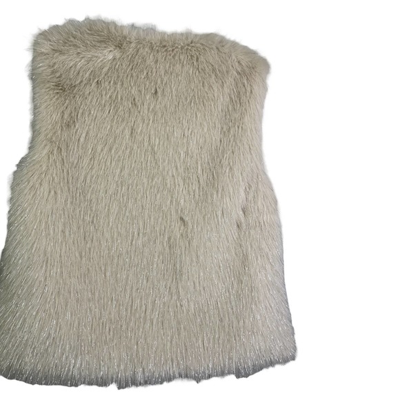 Dylan Women's Vest Sleeveless Coat Gold Silver Luxury Faux Fur Open Front S - Picture 2 of 8